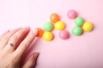 Multicolored tasty round candies