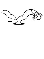 lustiger wurm loch boden graben comic cartoon design clipart raupe schlange springen aufrecht stehen cool
