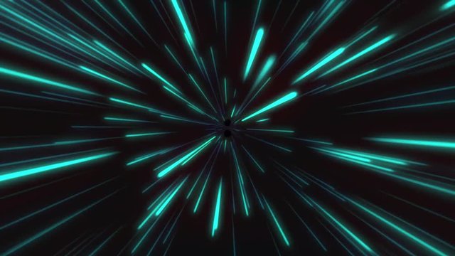 Animation of lightspeed, flying through the stars with hyperspeed