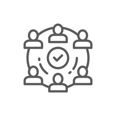 People team in project line icon.