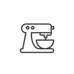 Food processor line icon. Mixer linear style sign for mobile concept and web design. Beater machine with bowl outline vector icon. Symbol, logo illustration. Pixel perfect vector graphics