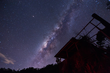 Naklejka na ściany i meble Amazing beautiful Dark sky with Milky Way Galaxy of Sabah, Malaysia
