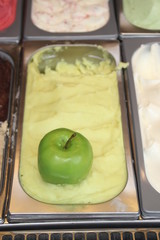 box apple ice cream in a shop