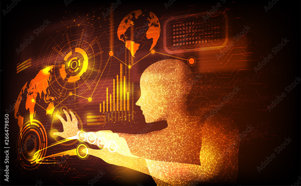Poster a conceptual illustration of an ai technology in vector. it is suitable to be used for ai technology