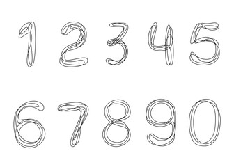 Continuous line drawing Numbers from 0 to 9