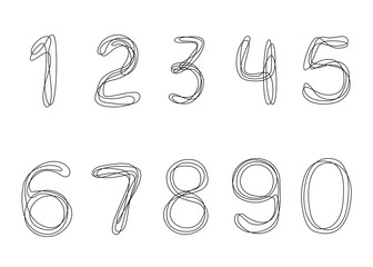 Continuous line drawing Numbers from 0 to 9