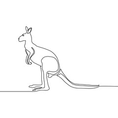 Kangaroo continuous line drawing. Vector illustration.