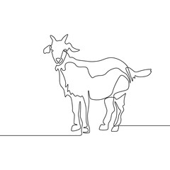 Fototapeta na wymiar Continuous line drawing Goat. Vector iluustration.