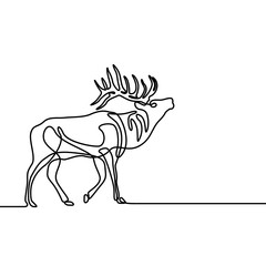 Continuous line howling Elk. Vector illustration.