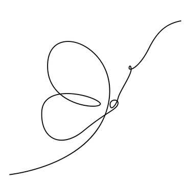 One Continuous line Butterfly. Vector illustration.