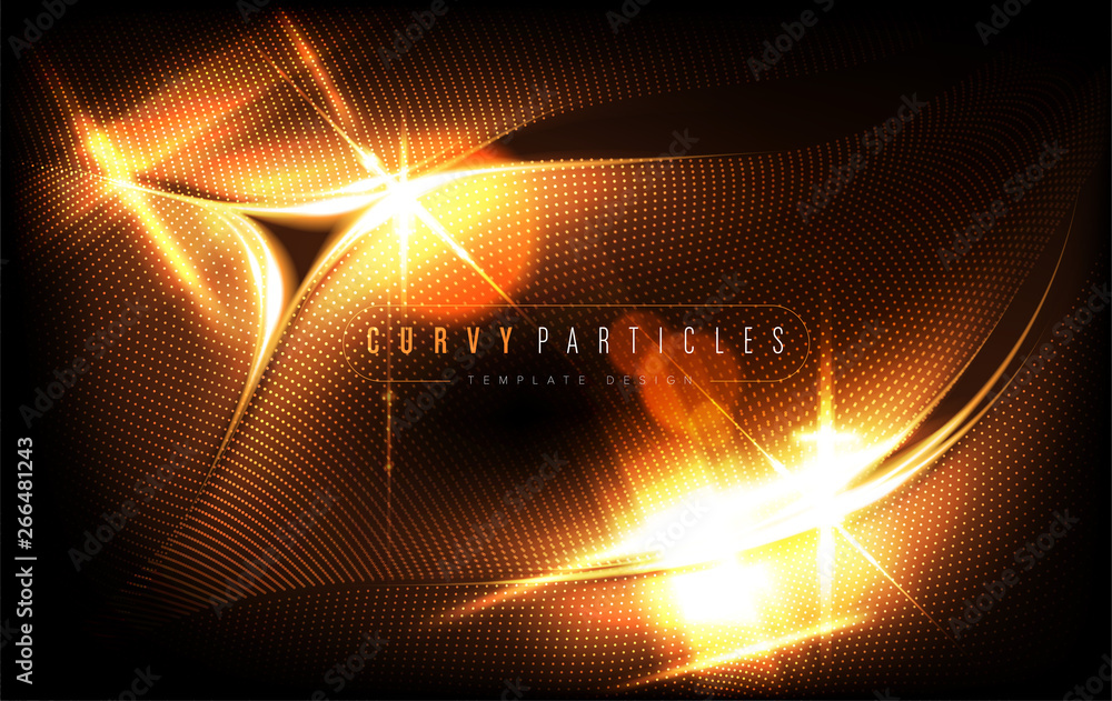 Poster the background template of curvy particle movement in vector. it is suitable for being as a template