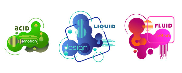 Set of plastic liquid gradient elements. Vector templates