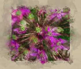 Watercolor painting of Artistic effect filter beautiful purple floral abstract