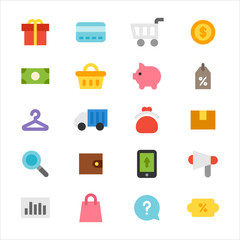 online shopping icon set. flat design style minimal vector illustration
