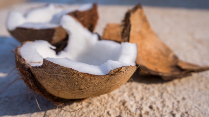 Close up chopped coconut