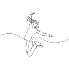 Continuous one line jumping girl