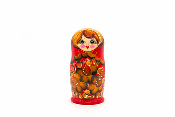 Matryoshka Dolls isolated on a white background. Russian Wooden Doll Souvenir.