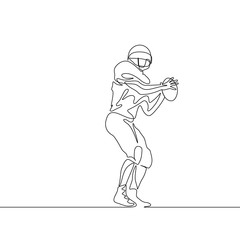 Fototapeta na wymiar Continuous one line drawing american football player going to make a long pass