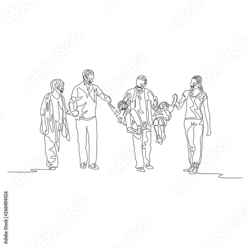 Continuous One Line Family Multi Generation Parents