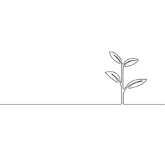 Continuous one line growing sprout. Ecology concept