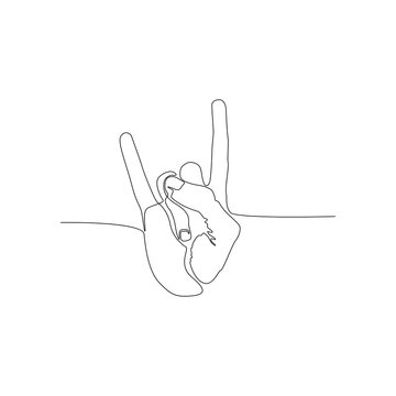 recommend clip art: One line Rock and Roll sign. Hand gesture sign of the horns. Vector 