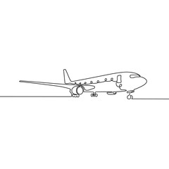 Fototapeta na wymiar Continuous one line airplane. Vector illustration.