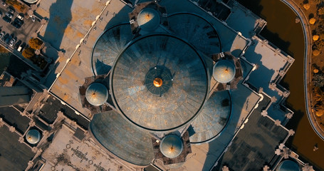 Aerial view of the Federal Territory Mosque, also known as Masjid Wilayah Persekutuan, during daytime in Kuala Lumpur - Malaysia - obrazy, fototapety, plakaty