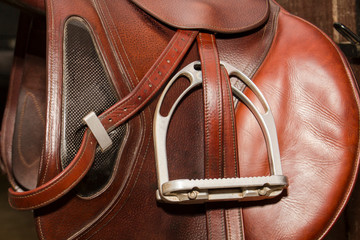Sport Jumping saddle with metal stirrups