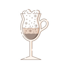 Cute isolated glass with coffee with milk. Sticker, patch, badge, pin or tattoo. White background. Flat linear style illustration. Vector.