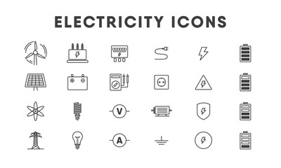 Electricity line icon set. Vector