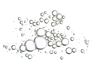Large air water bubbles isolated on white background