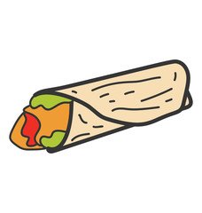 Burrito icon in doodle vector