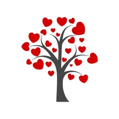 Fototapeta na wymiar Tree with leafs of hearts icon logo sign