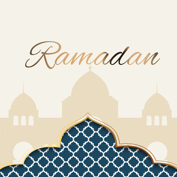Background for Muslim Community Festival Ramadan Kareem.  Eid Mubarak. Vector Illustration