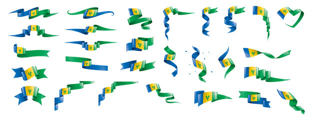 Fototapeta na wymiar Saint Vincent and the Grenadines flag, vector illustration on a white background