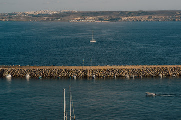Fototapeta na wymiar View to sea from the hill of Gozo, Malta