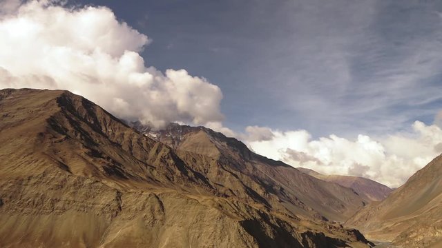 close up, high angle magical, tilting view of Lesser or Indian Himalayan ranges with green water glacier stream flowing along its different mountain pass or cols forming tributaries. Along the valleys