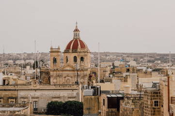 Fototapeta na wymiar View to St George's Basilica from Cittadella in Victoria, Malta