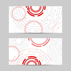 Set of horizontal banners. Geometric pattern with connected lines and dots
