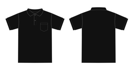 Polo shirt (golf shirt) template illustration ( front/ back) / black