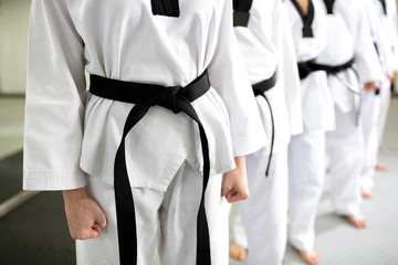 Martial artists in clean uniforms