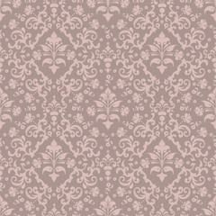 Obraz premium Vector damask seamless pattern background. Classical luxury old fashioned damask ornament, royal victorian seamless texture for wallpapers, textile, wrapping. Exquisite floral baroque template.
