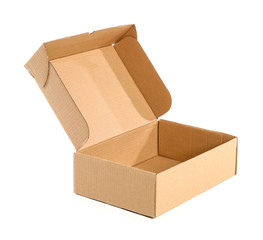 Open cardboard box on white background