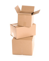 Cardboard boxes on white background