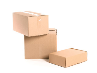 Cardboard boxes on white background