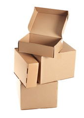 Cardboard boxes on white background