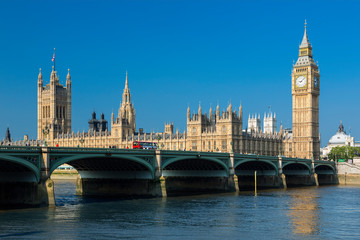 Fototapeta na wymiar London, Big Ben Clock Tower and Westminster Bridge