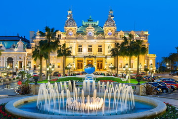 Monaco, Casino of Monaco at night - obrazy, fototapety, plakaty