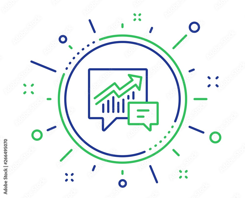 Poster chart line icon. report graph or sales growth sign in speech bubble. analysis and statistics data sy
