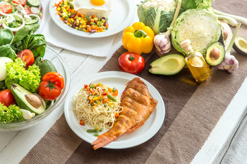 Organic healthy food on the dining table